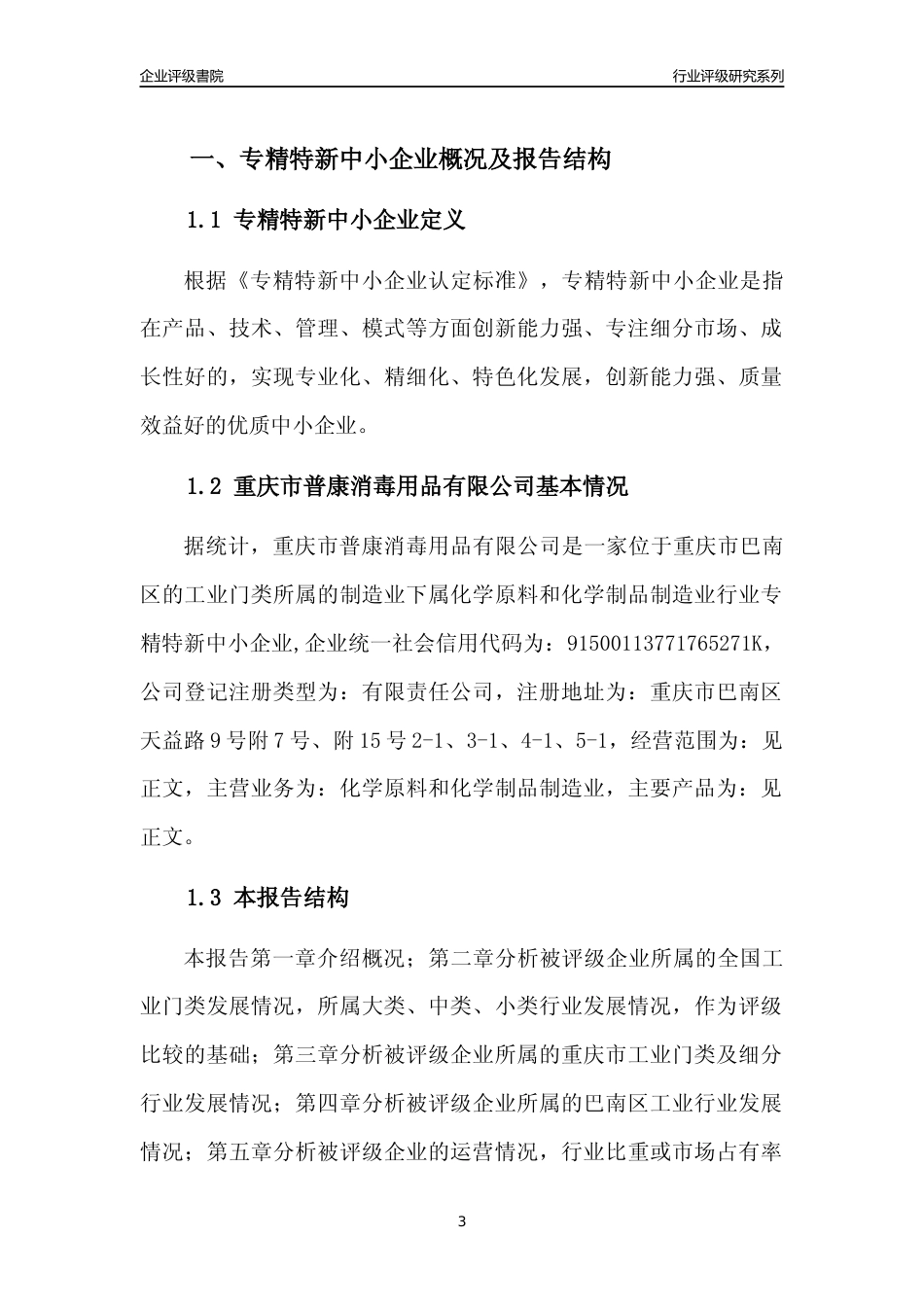 [专精特新]重庆市普康消毒用品有限公司行业竞争力评级分析报告(2023版)_第3页