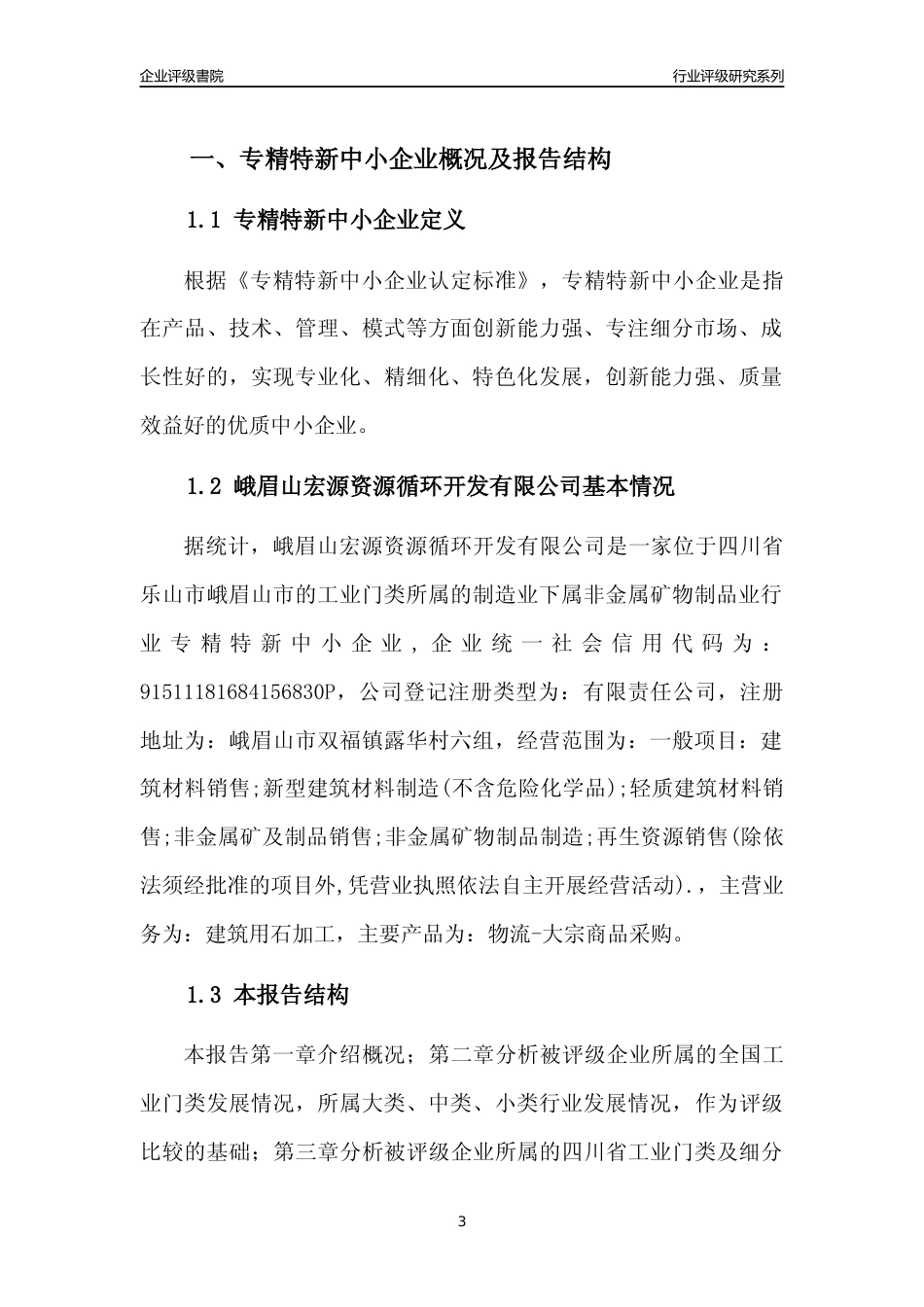 [专精特新]峨眉山宏源资源循环开发有限公司行业竞争力评级分析报告(2023版)_第3页