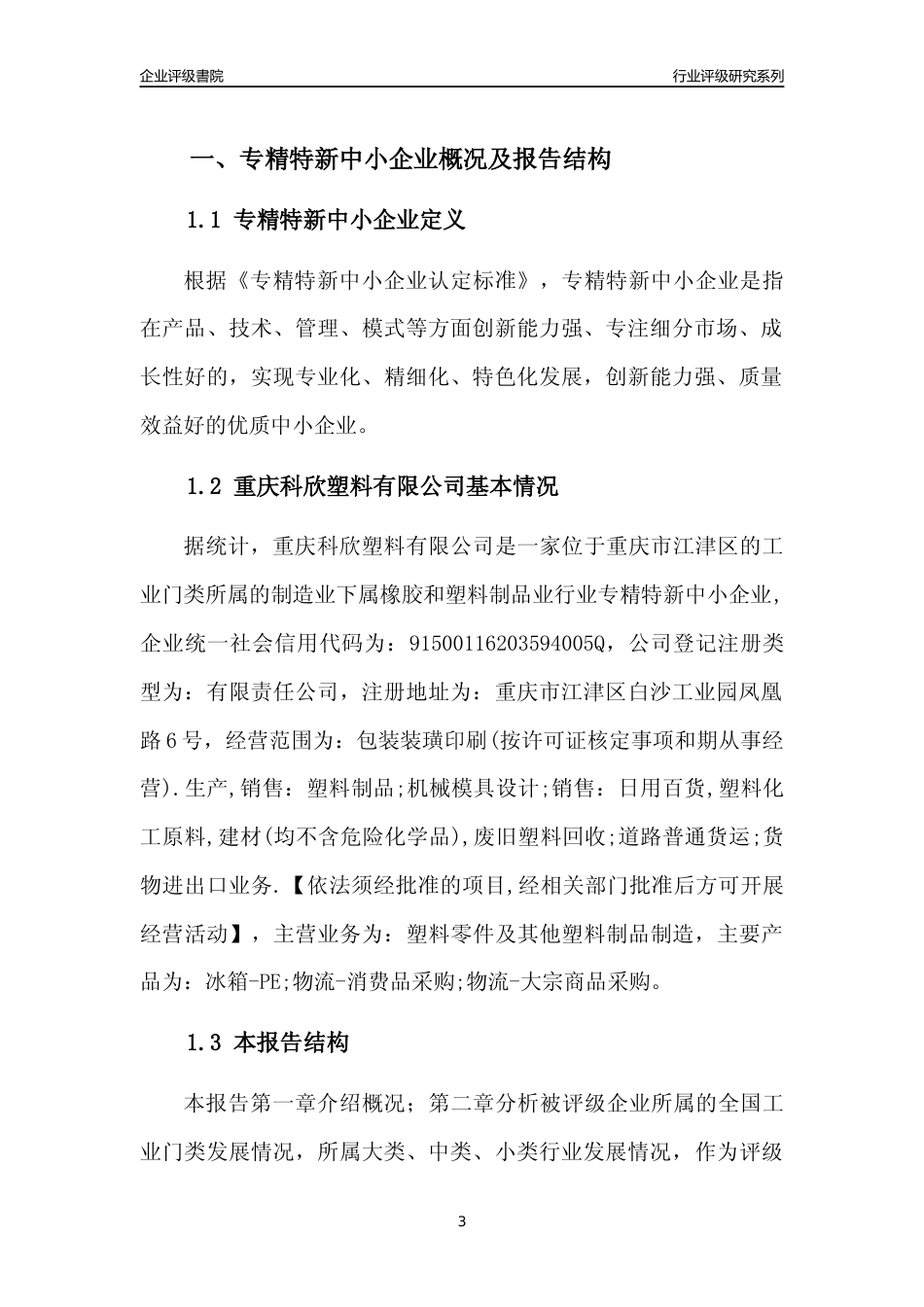 [专精特新]重庆科欣塑料有限公司行业竞争力评级分析报告(2023版)_第3页