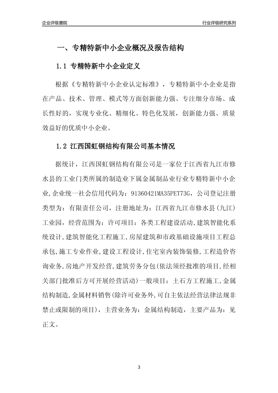 [专精特新]江西国虹钢结构有限公司行业竞争力评级分析报告(2023版)_第3页