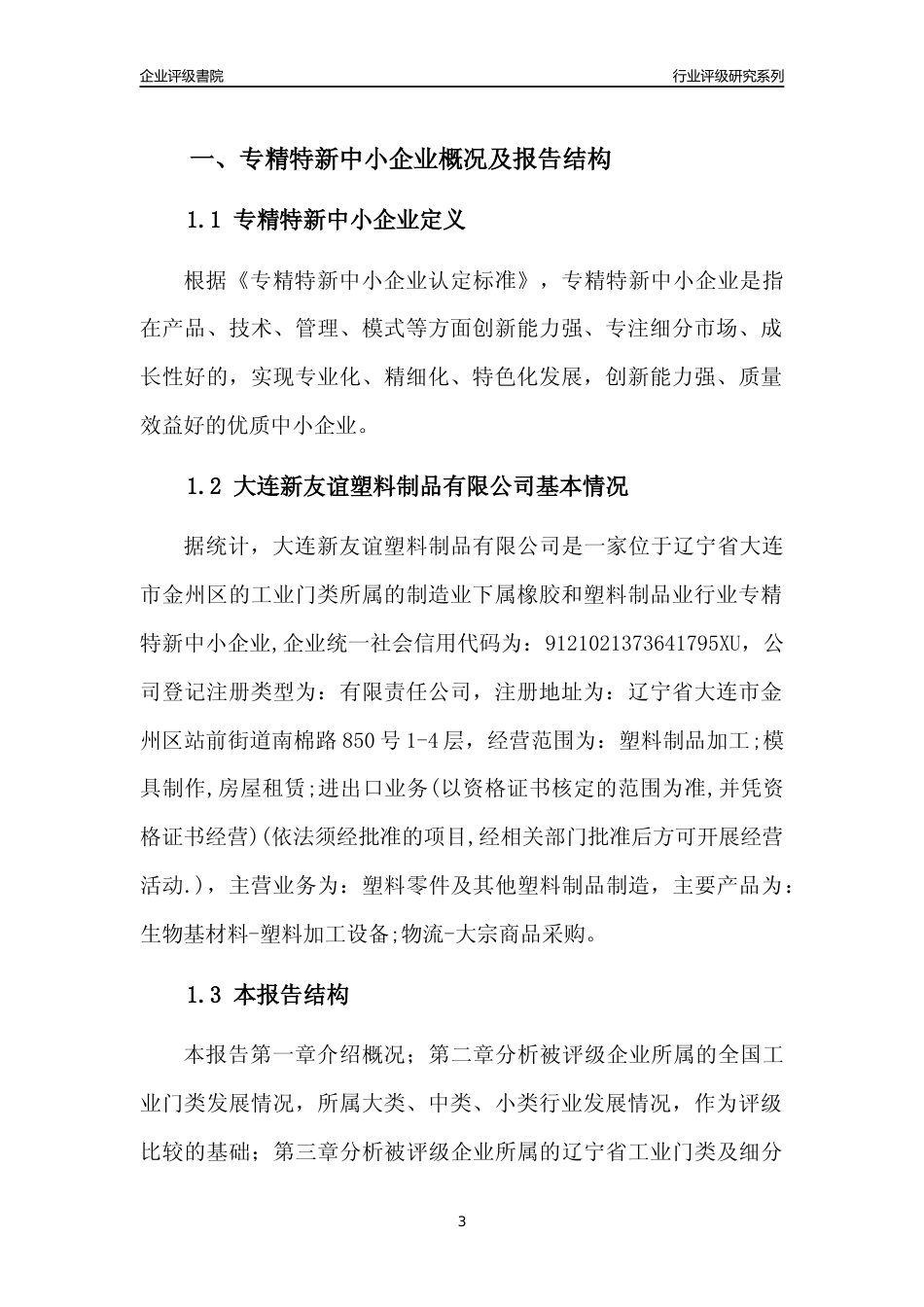 [专精特新]大连新友谊塑料制品有限公司行业竞争力评级分析报告(2023版)_第3页
