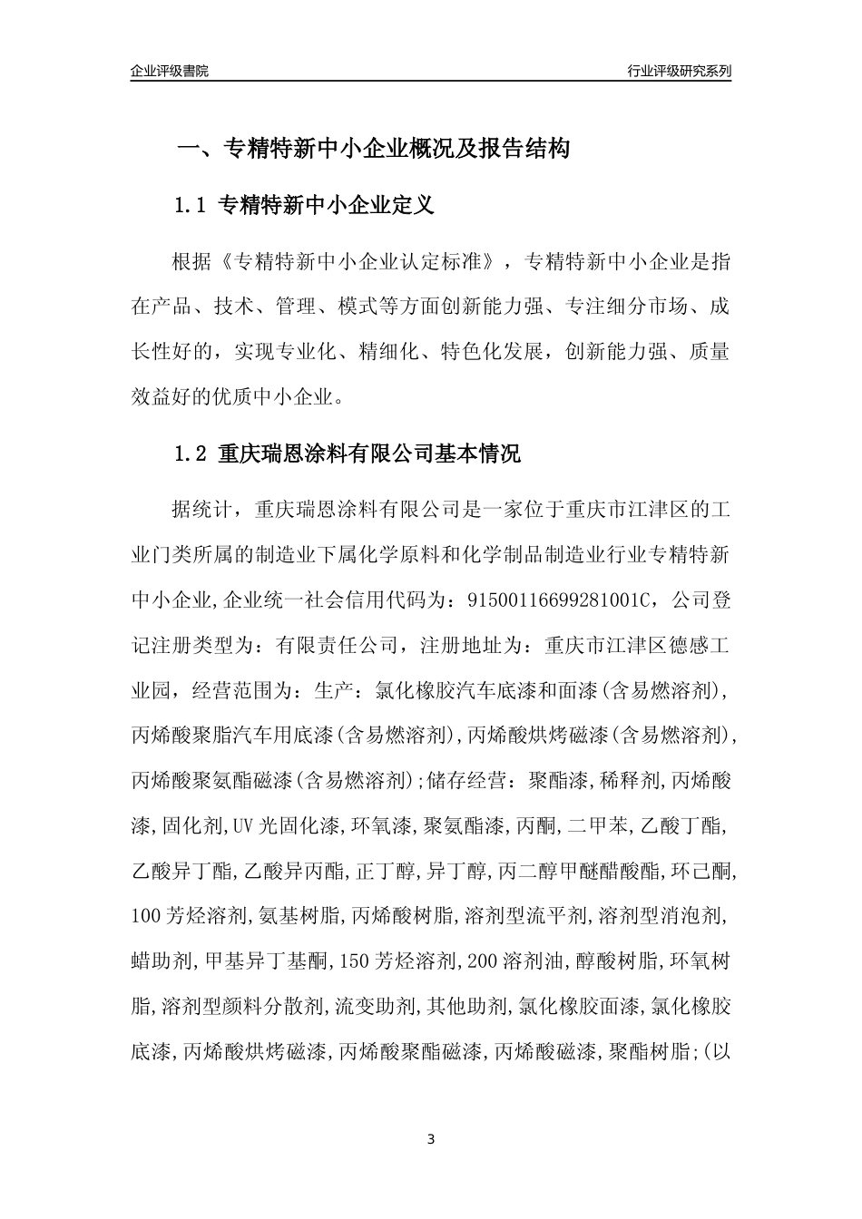 [专精特新]重庆瑞恩涂料有限公司行业竞争力评级分析报告(2023版)_第3页