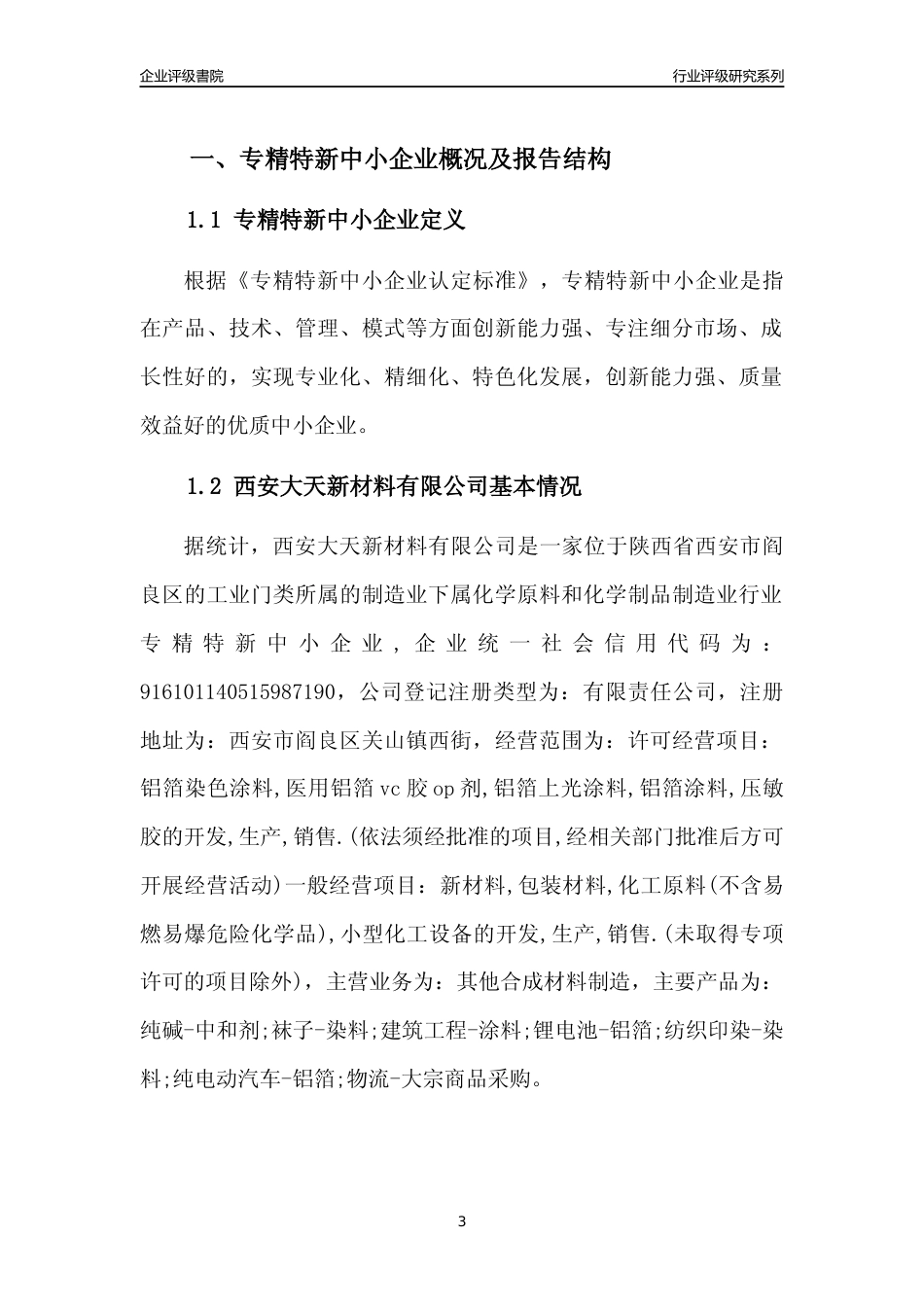 [专精特新]西安大天新材料有限公司行业竞争力评级分析报告(2023版)_第3页