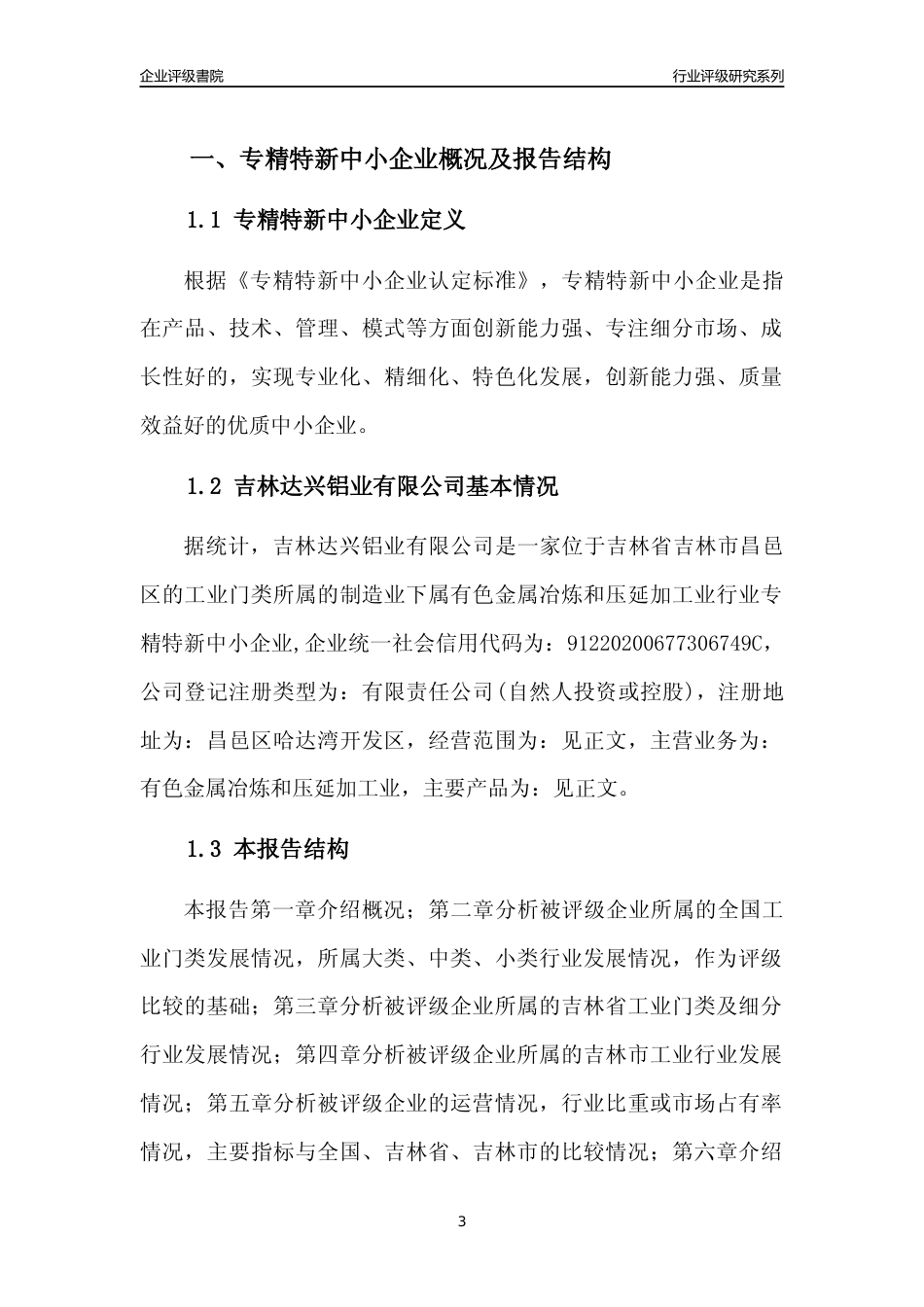 [专精特新]吉林达兴铝业有限公司行业竞争力评级分析报告(2023版)_第3页
