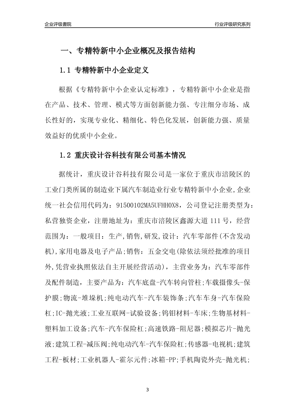 [专精特新]重庆设计谷科技有限公司行业竞争力评级分析报告(2023版)_第3页