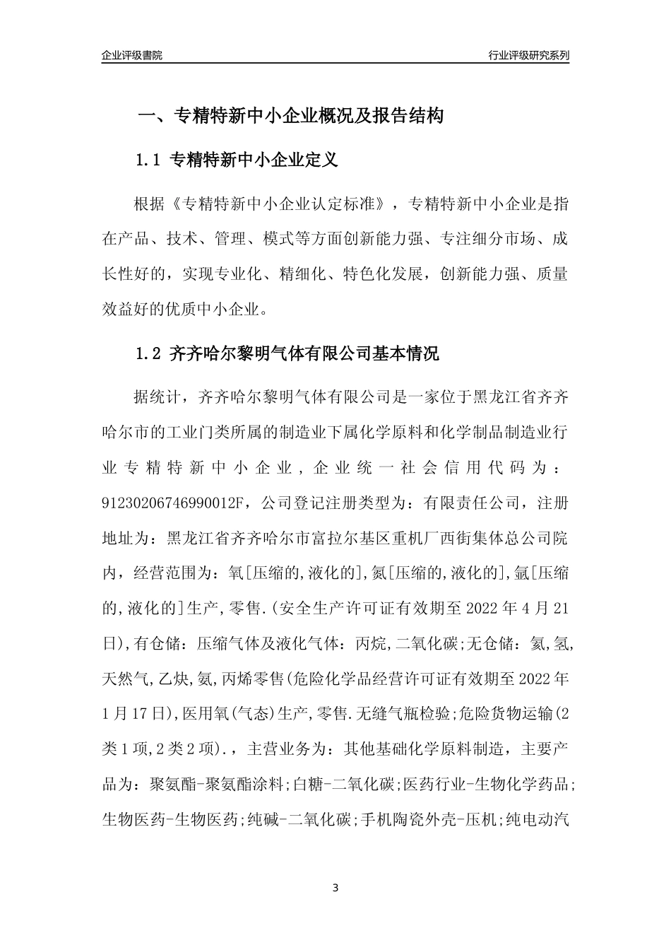 [专精特新]齐齐哈尔黎明气体有限公司行业竞争力评级分析报告(2023版)_第3页