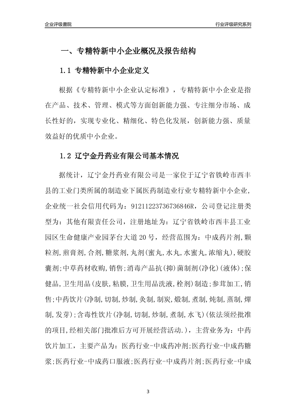 [专精特新]辽宁金丹药业有限公司行业竞争力评级分析报告(2023版)_第3页