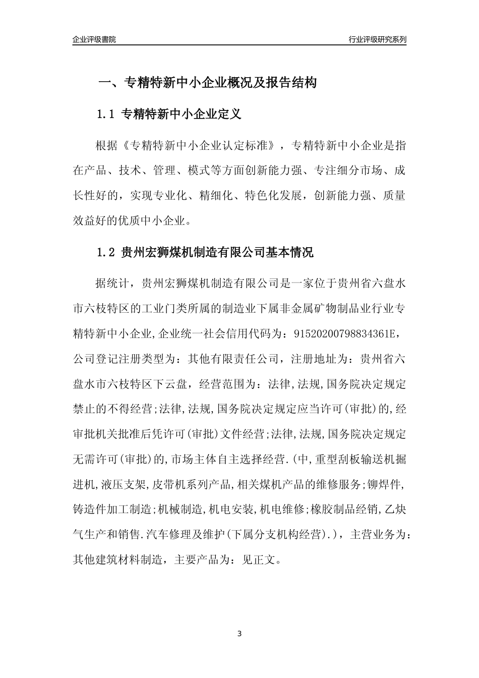 [专精特新]贵州宏狮煤机制造有限公司行业竞争力评级分析报告(2023版)_第3页