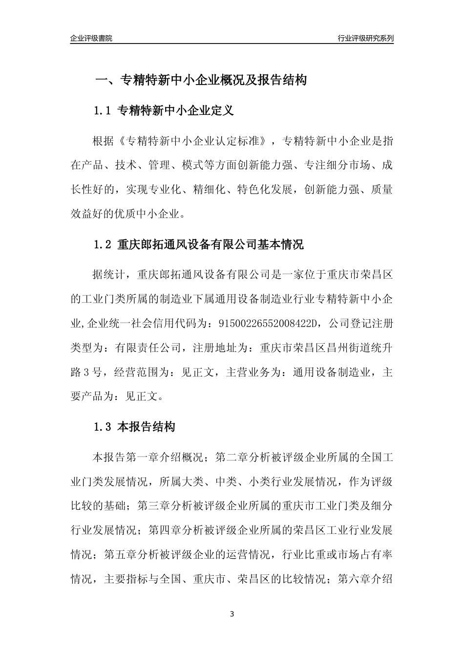 [专精特新]重庆郎拓通风设备有限公司行业竞争力评级分析报告(2023版)_第3页