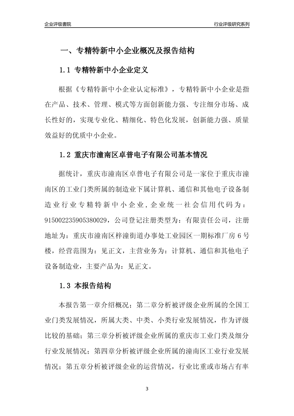 [专精特新]重庆市潼南区卓普电子有限公司行业竞争力评级分析报告(2023版)_第3页