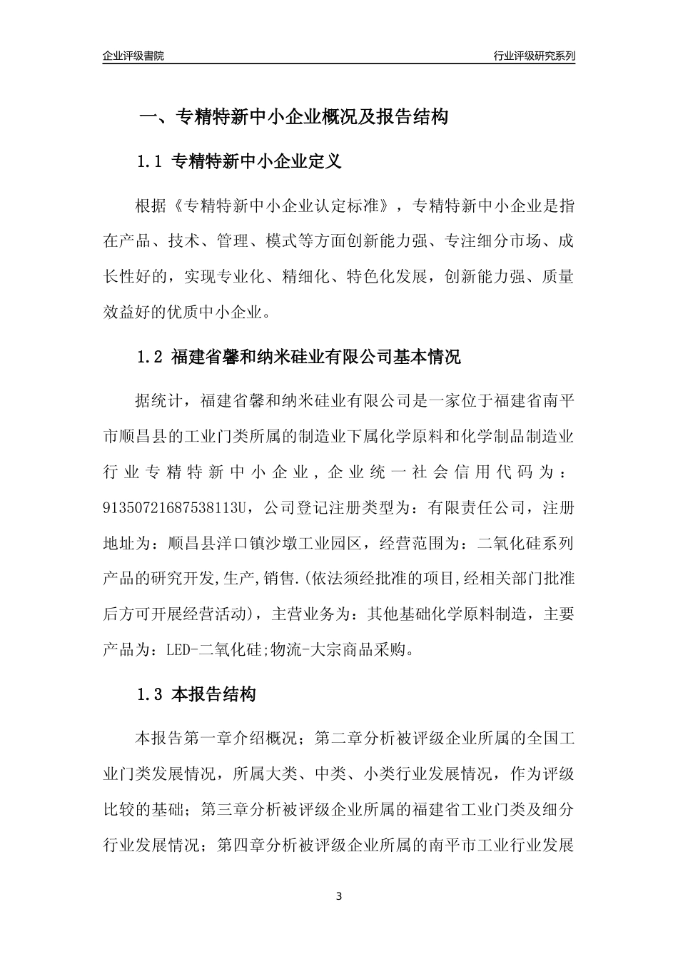 [专精特新]福建省馨和纳米硅业有限公司行业竞争力评级分析报告(2023版)_第3页