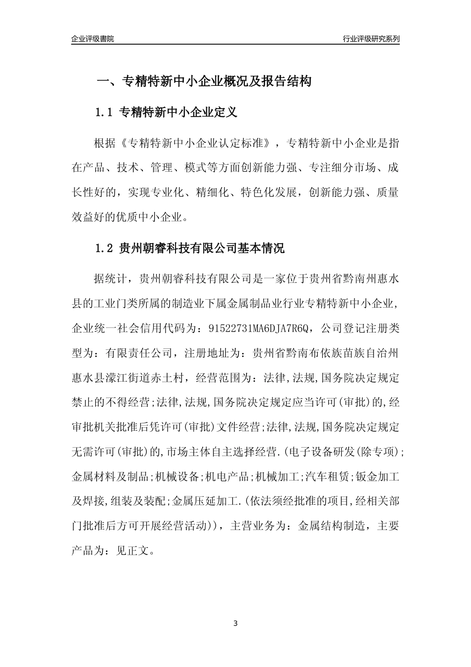 [专精特新]贵州朝睿科技有限公司行业竞争力评级分析报告(2023版)_第3页