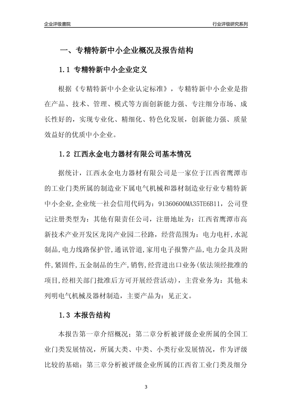 [专精特新]江西永金电力器材有限公司行业竞争力评级分析报告(2023版)_第3页