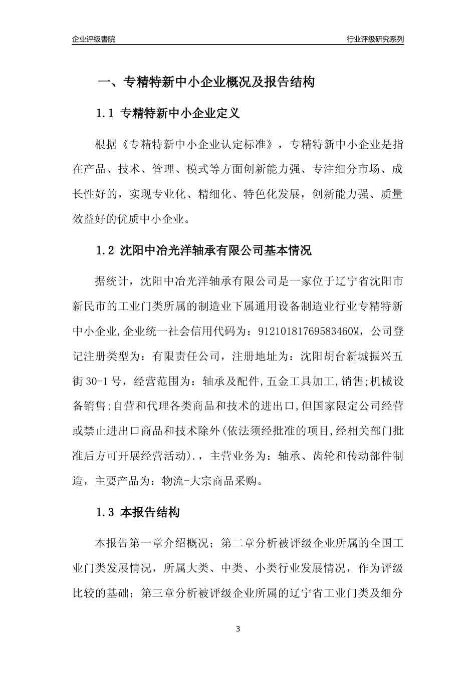 [专精特新]沈阳中冶光洋轴承有限公司行业竞争力评级分析报告(2023版)_第3页