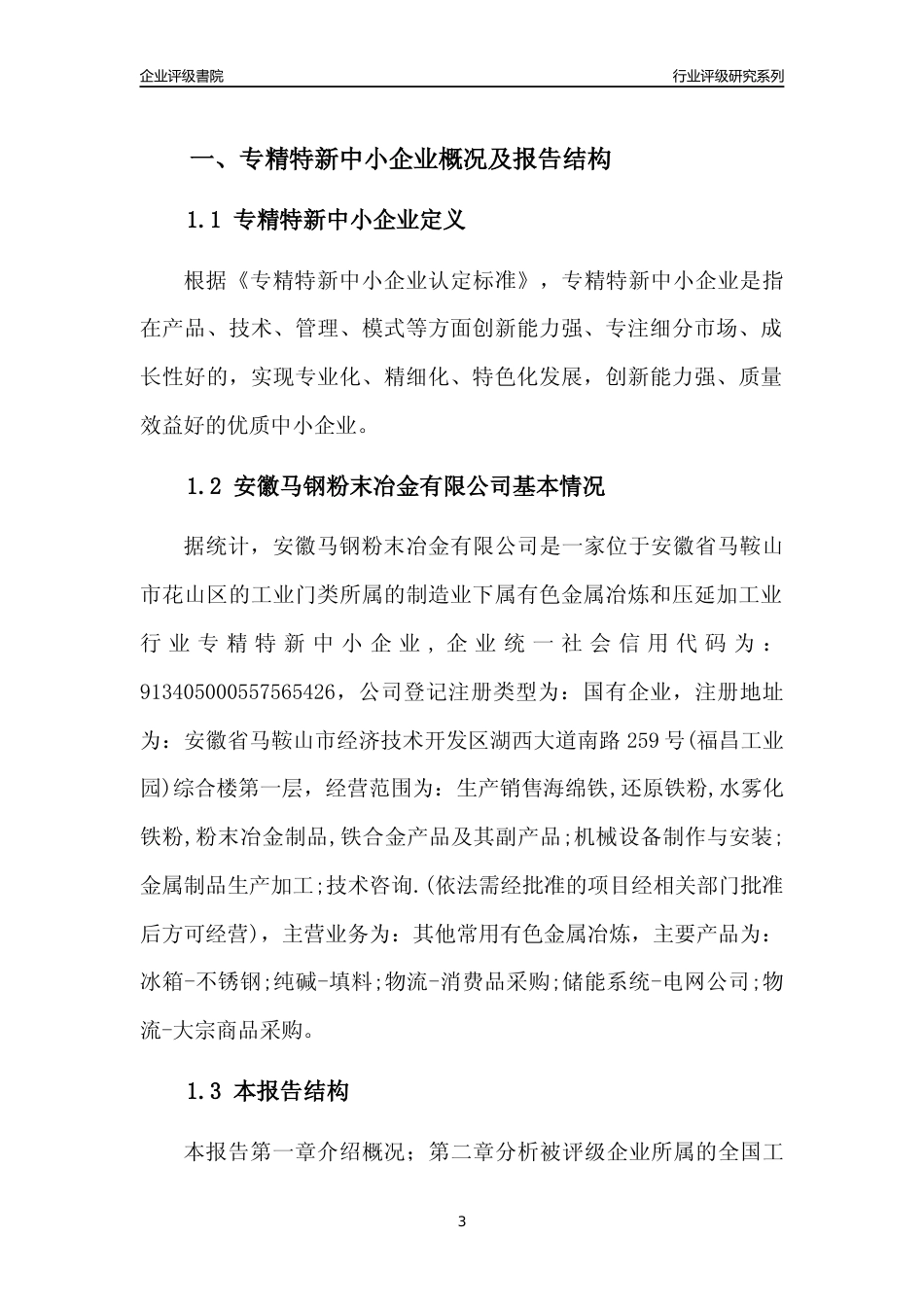 [专精特新]安徽马钢粉末冶金有限公司行业竞争力评级分析报告(2023版)_第3页