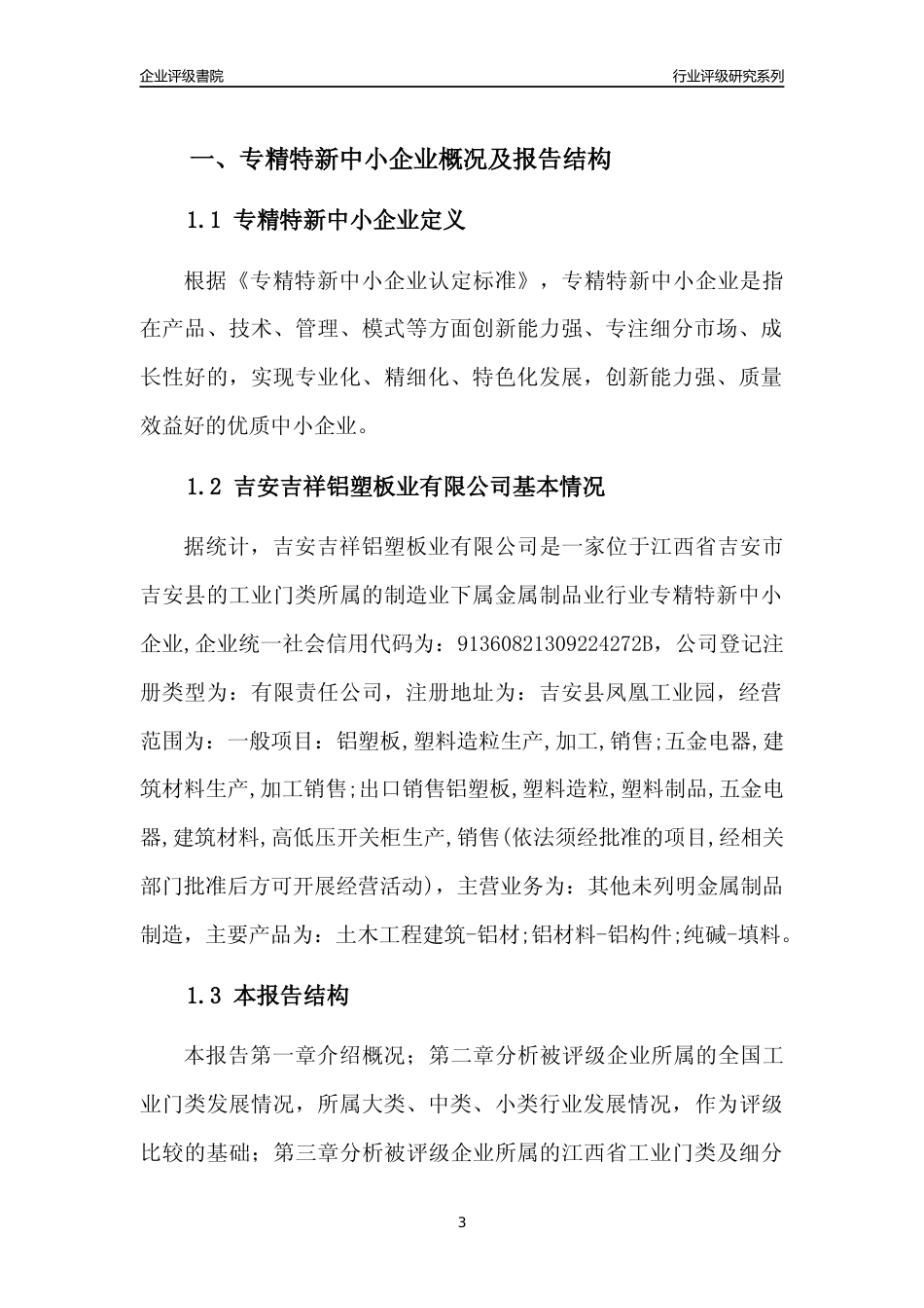 [专精特新]吉安吉祥铝塑板业有限公司行业竞争力评级分析报告(2023版)_第3页