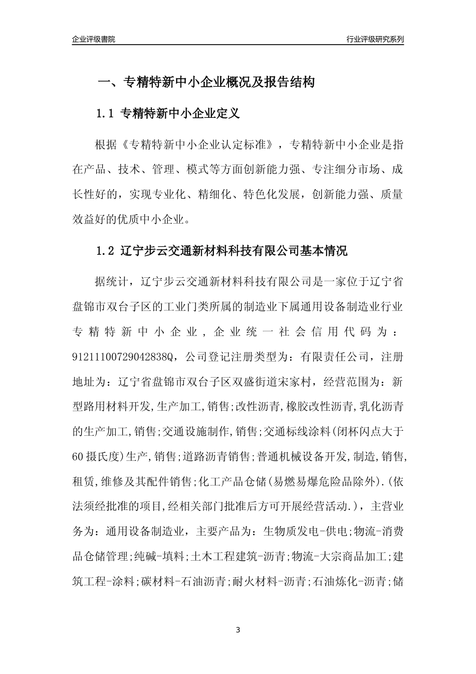 [专精特新]辽宁步云交通新材料科技有限公司行业竞争力评级分析报告(2023版)_第3页