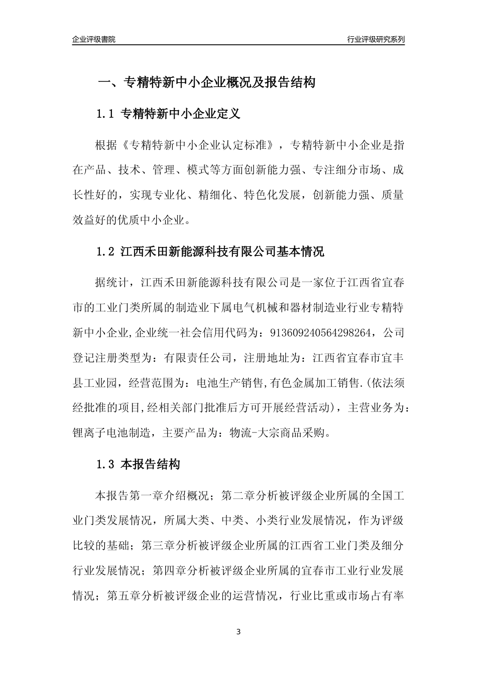 [专精特新]江西禾田新能源科技有限公司行业竞争力评级分析报告(2023版)_第3页