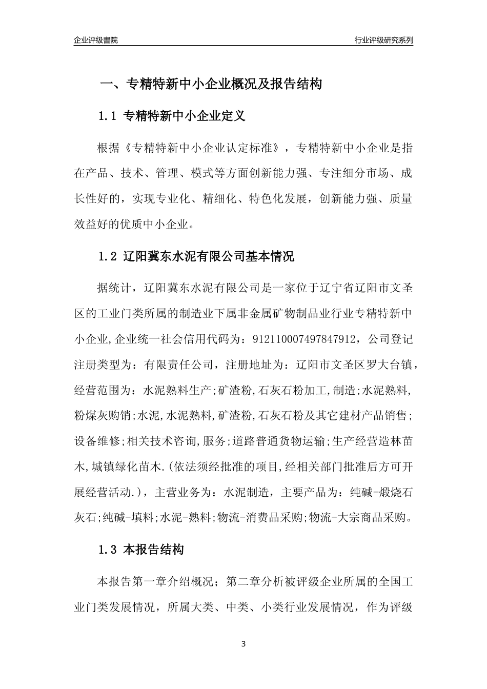 [专精特新]辽阳冀东水泥有限公司行业竞争力评级分析报告(2023版)_第3页