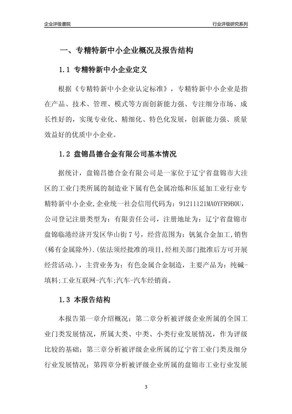 [专精特新]盘锦昌德合金有限公司行业竞争力评级分析报告(2023版)_第3页