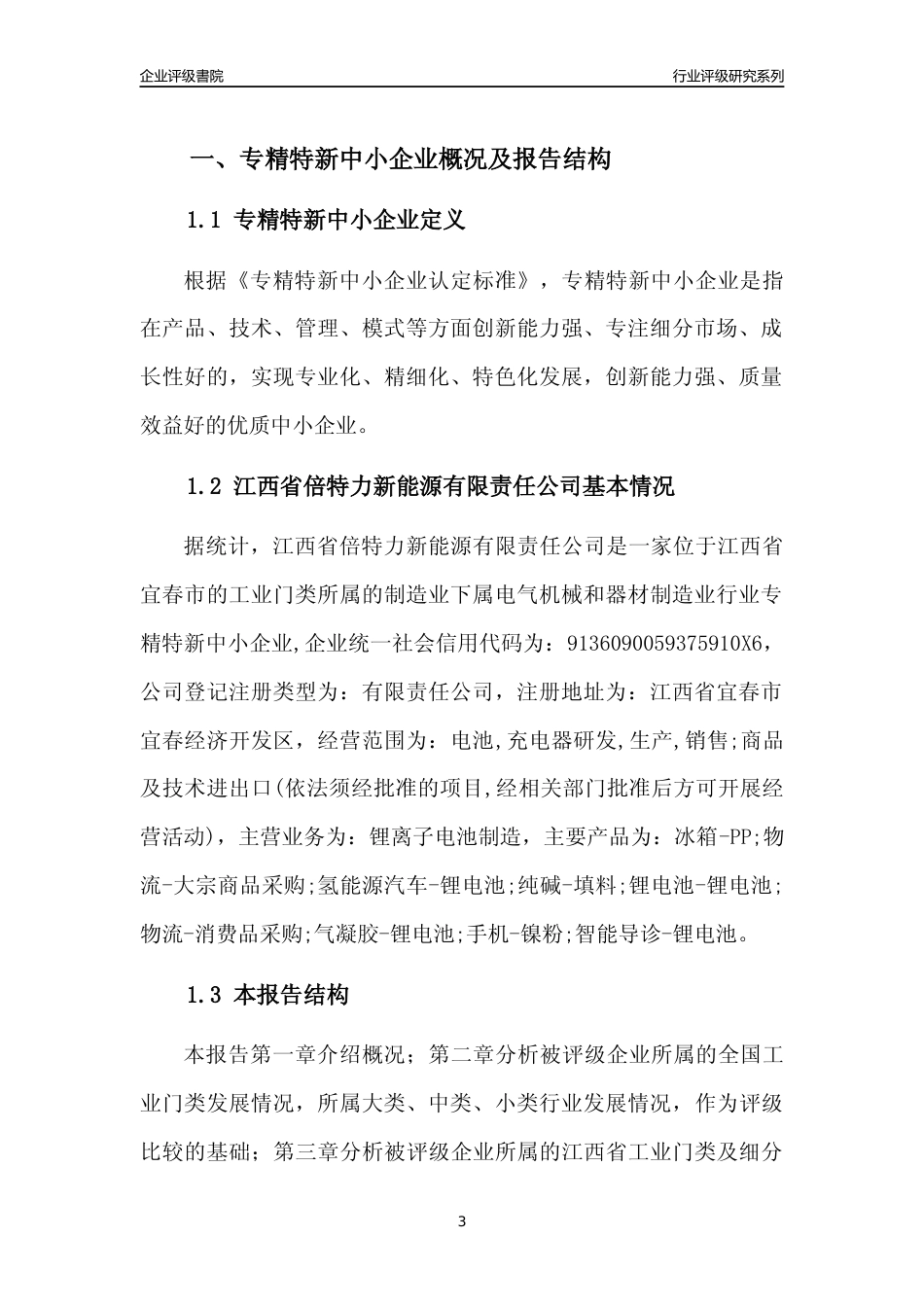 [专精特新]江西省倍特力新能源有限责任公司行业竞争力评级分析报告(2023版)_第3页