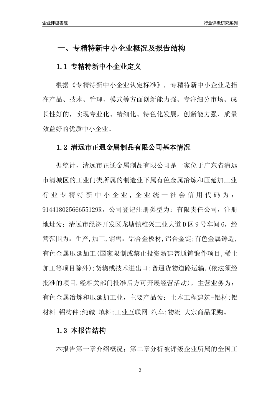 [专精特新]清远市正通金属制品有限公司行业竞争力评级分析报告(2023版)_第3页