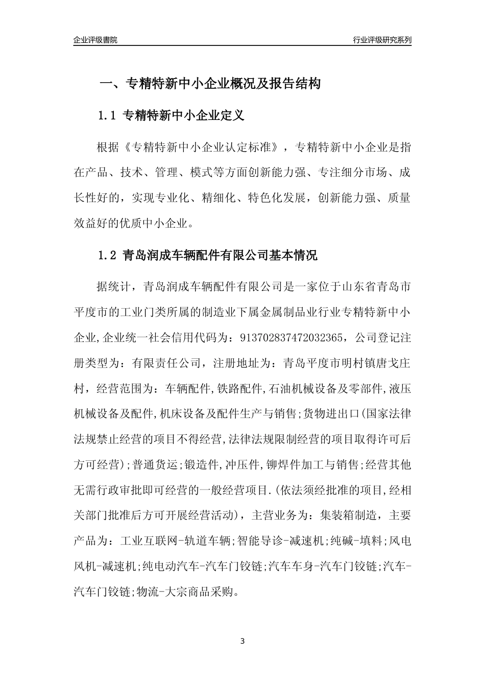 [专精特新]青岛润成车辆配件有限公司行业竞争力评级分析报告(2023版)_第3页