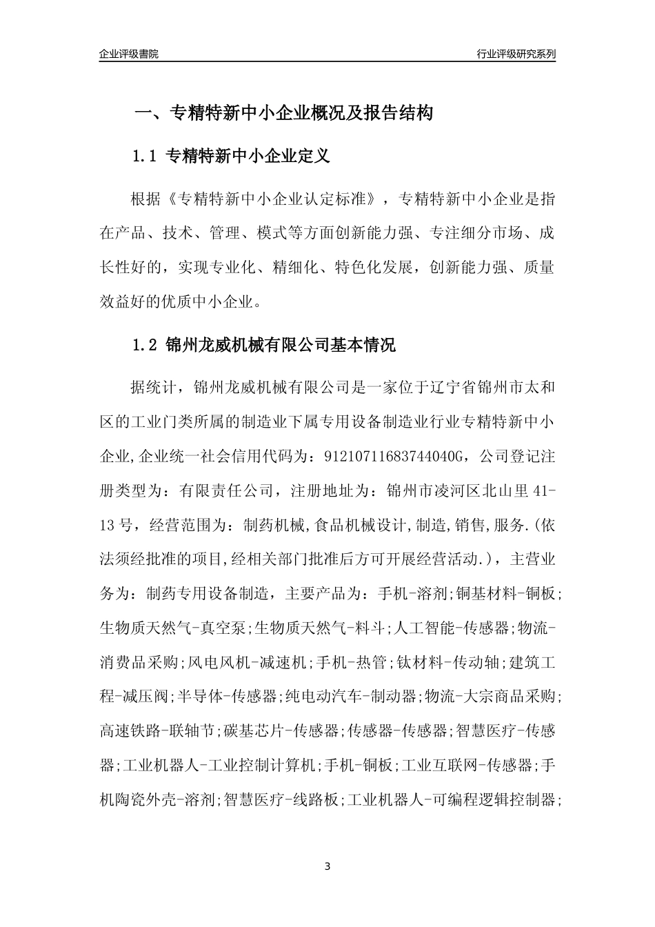 [专精特新]锦州龙威机械有限公司行业竞争力评级分析报告(2023版)_第3页