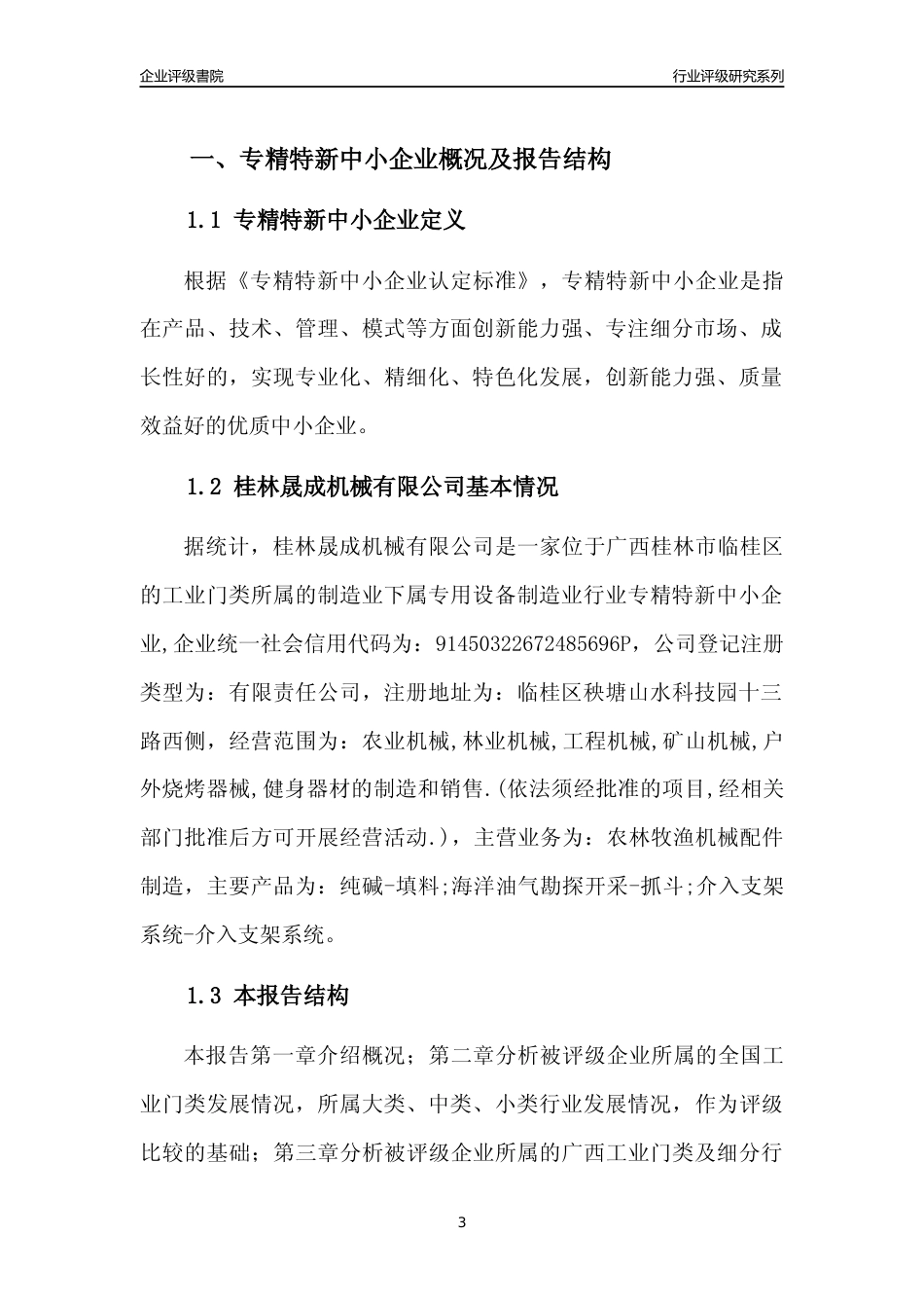 [专精特新]桂林晟成机械有限公司行业竞争力评级分析报告(2023版)_第3页
