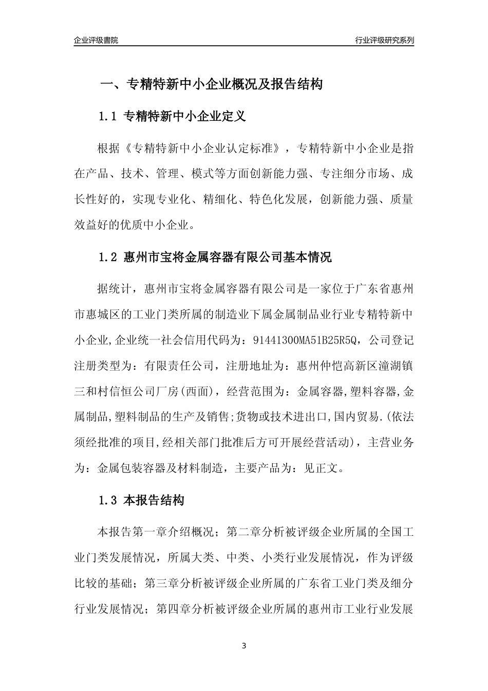 [专精特新]惠州市宝将金属容器有限公司行业竞争力评级分析报告(2023版)_第3页