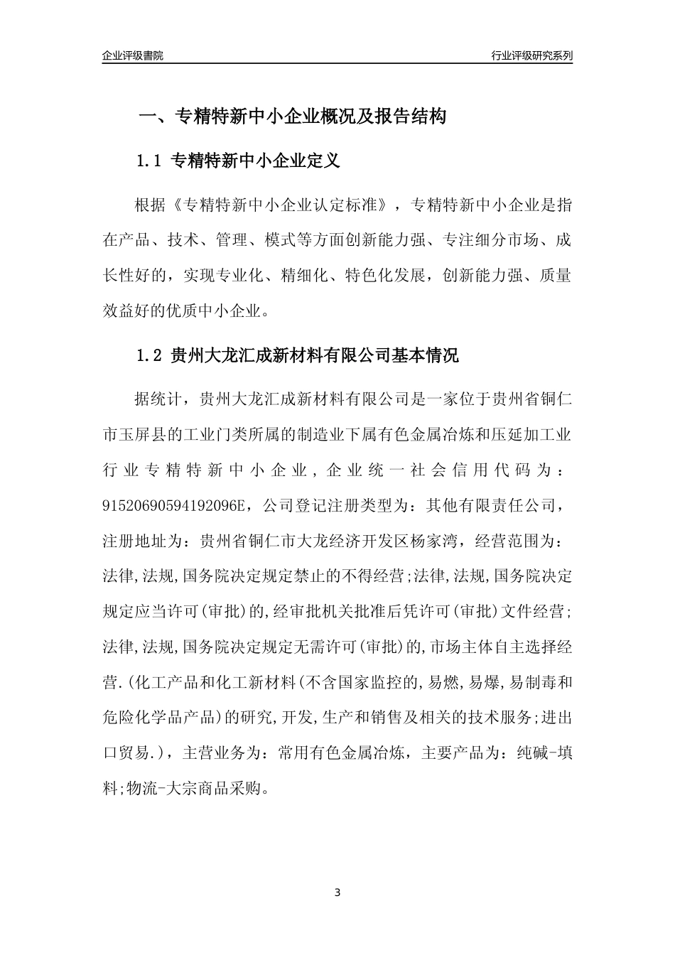 [专精特新]贵州大龙汇成新材料有限公司行业竞争力评级分析报告(2023版)_第3页