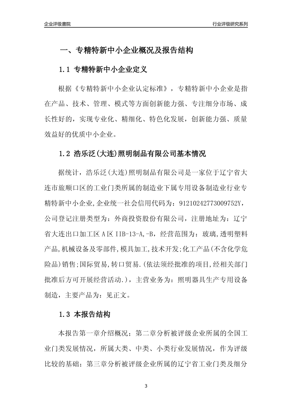 [专精特新]浩乐泛(大连)照明制品有限公司行业竞争力评级分析报告(2023版)_第3页