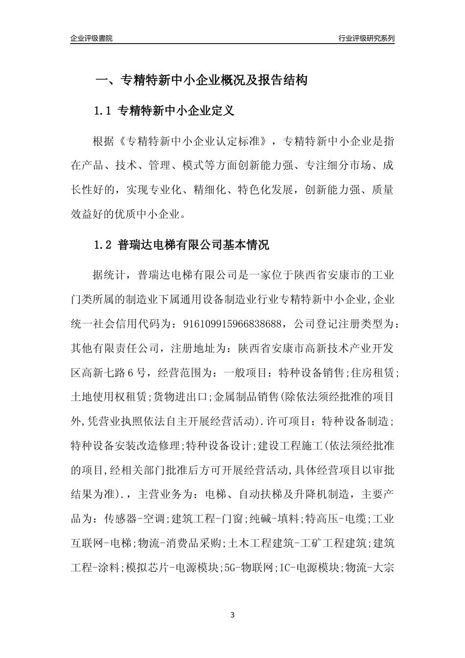 [专精特新]普瑞达电梯有限公司行业竞争力评级分析报告(2023版)_第3页