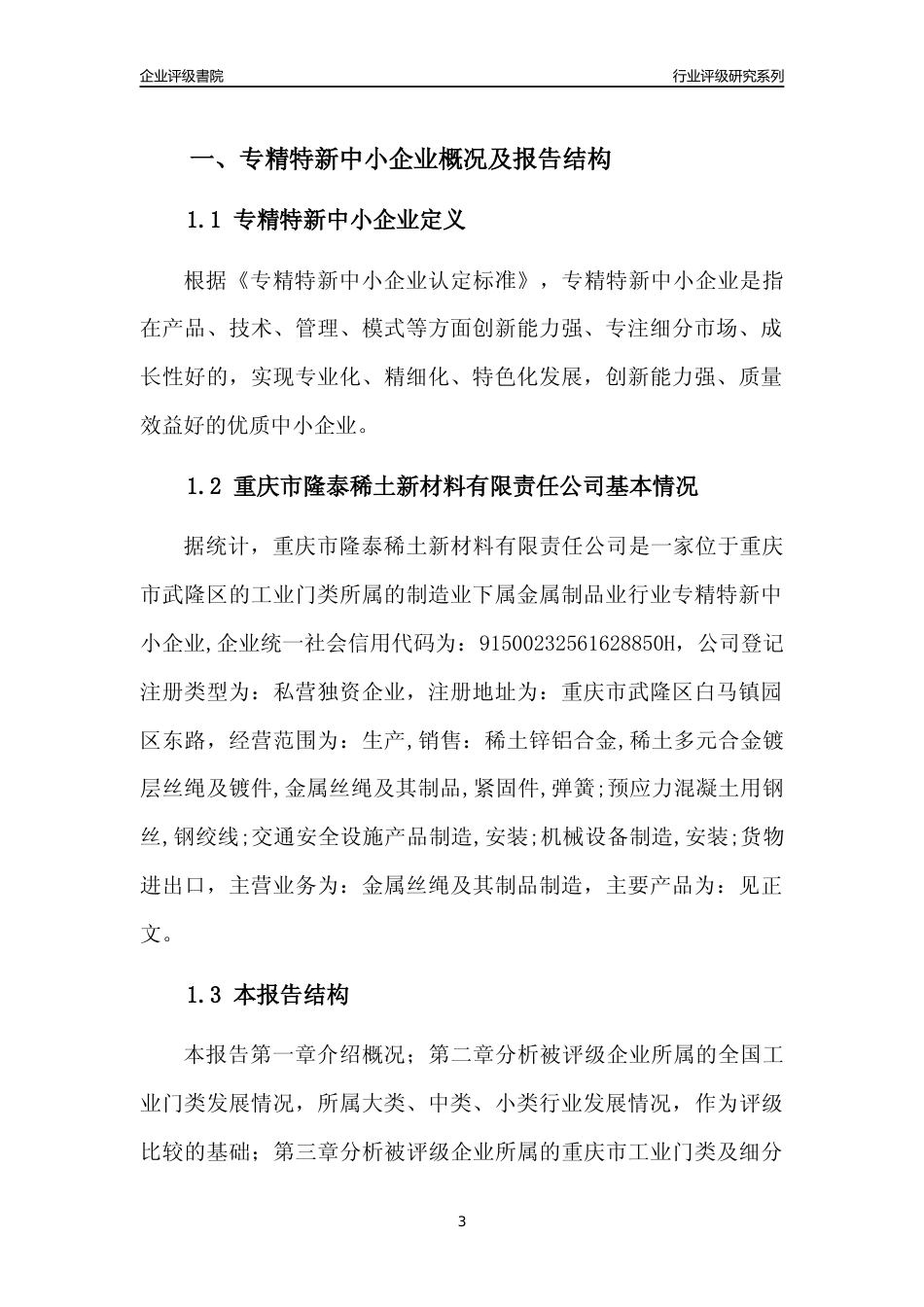 [专精特新]重庆市隆泰稀土新材料有限责任公司行业竞争力评级分析报告(2023版)_第3页