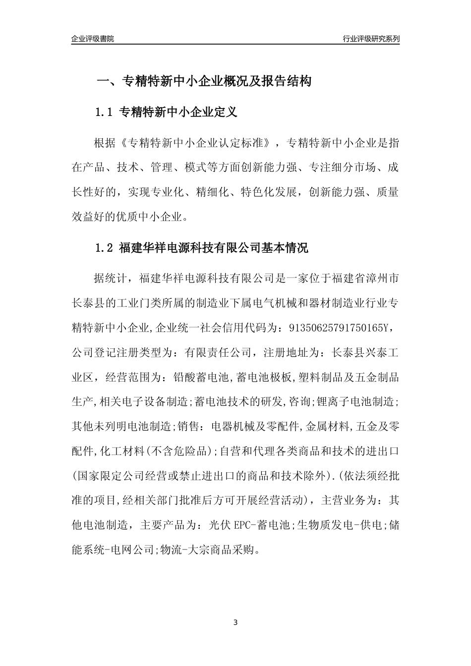 [专精特新]福建华祥电源科技有限公司行业竞争力评级分析报告(2023版)_第3页