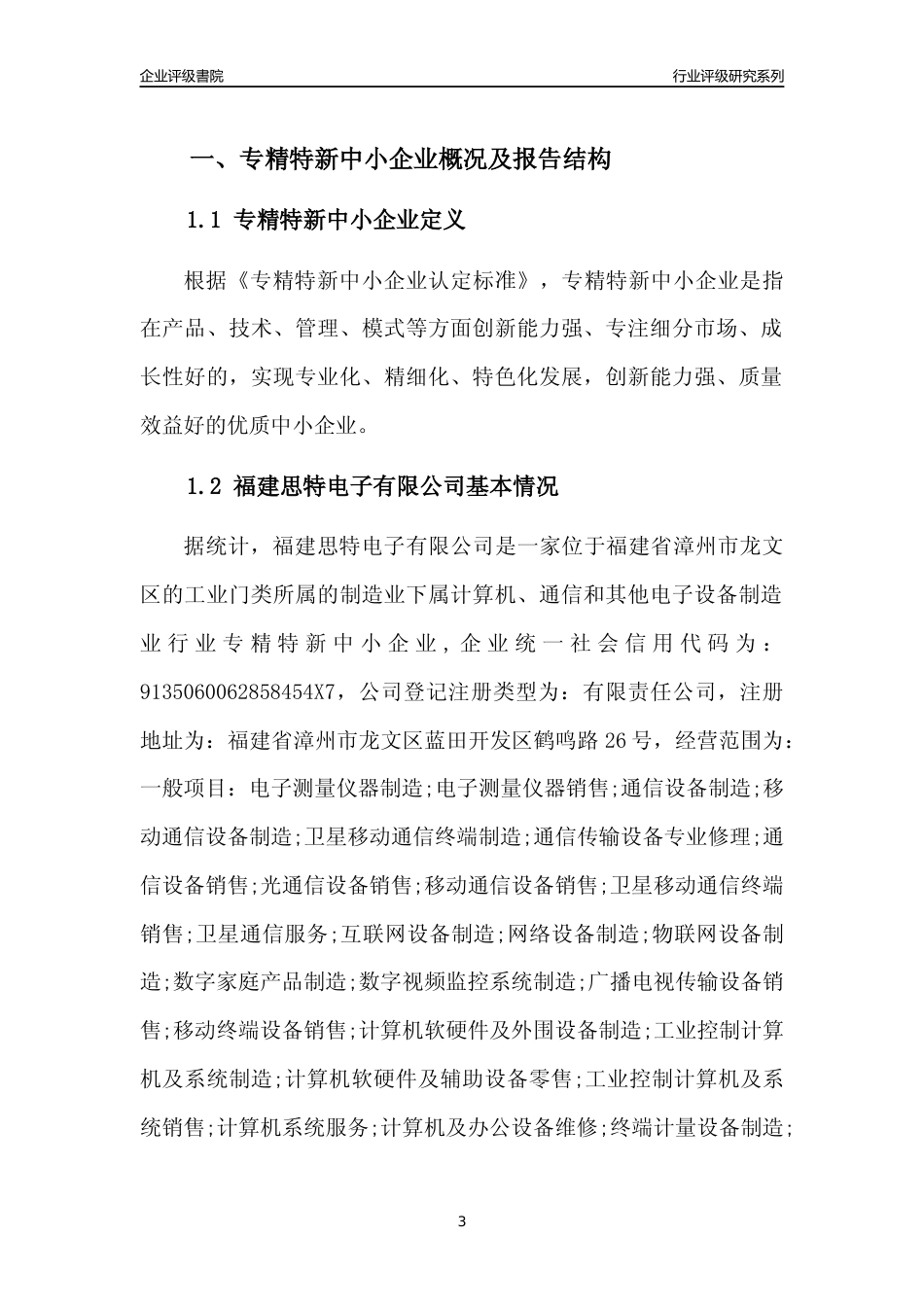 [专精特新]福建思特电子有限公司行业竞争力评级分析报告(2023版)_第3页