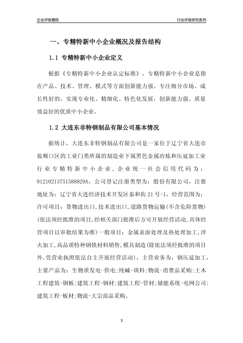 [专精特新]大连东非特钢制品有限公司行业竞争力评级分析报告(2023版)_第3页