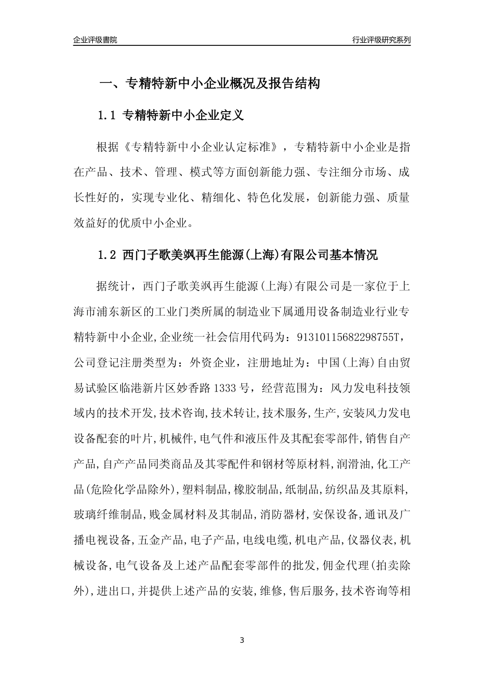 [专精特新]西门子歌美飒再生能源(上海)有限公司行业竞争力评级分析报告(2023版)_第3页