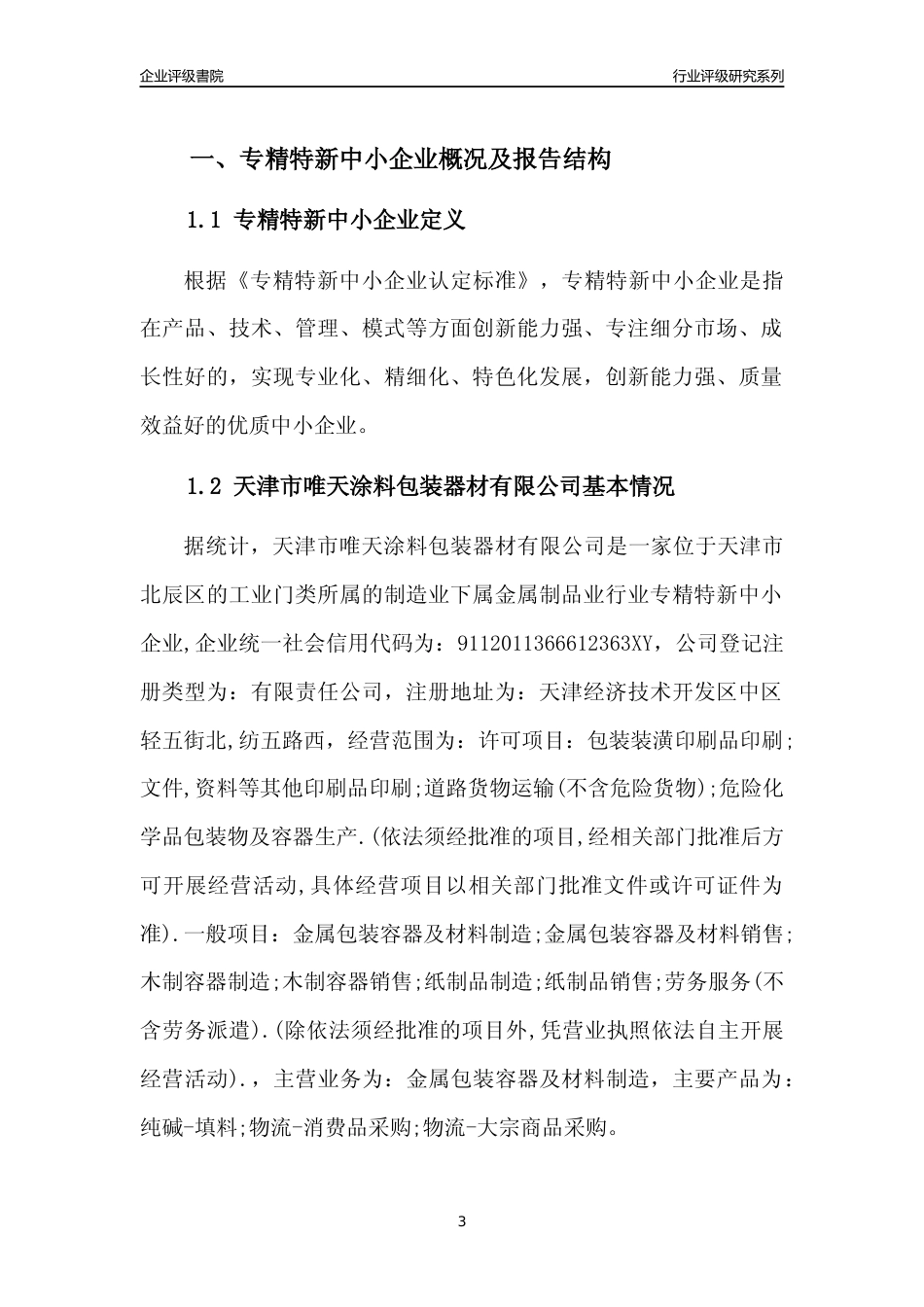 [专精特新]天津市唯天涂料包装器材有限公司行业竞争力评级分析报告(2023版)_第3页