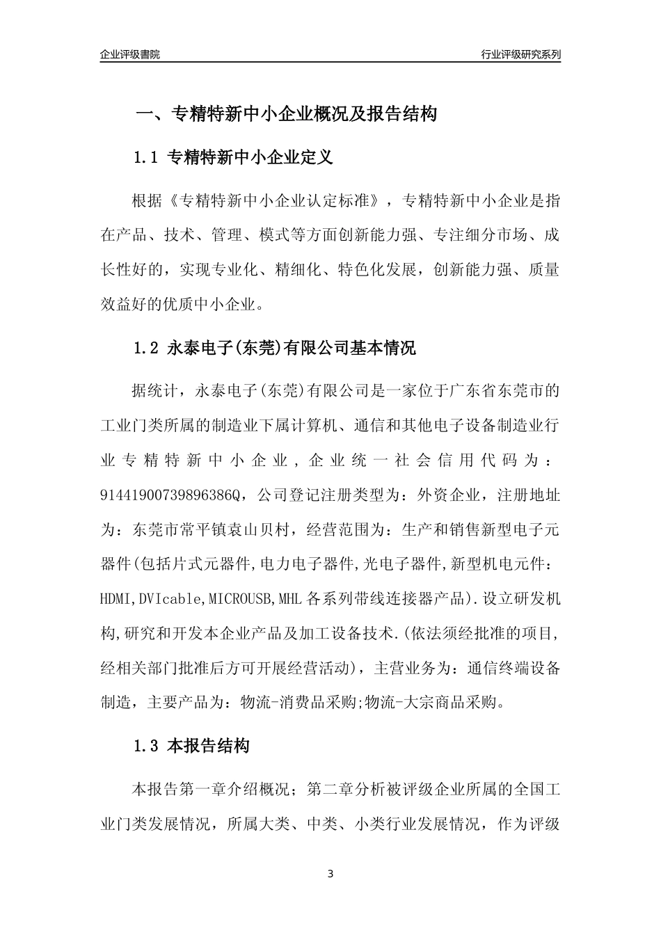 [专精特新]永泰电子(东莞)有限公司行业竞争力评级分析报告(2023版)_第3页