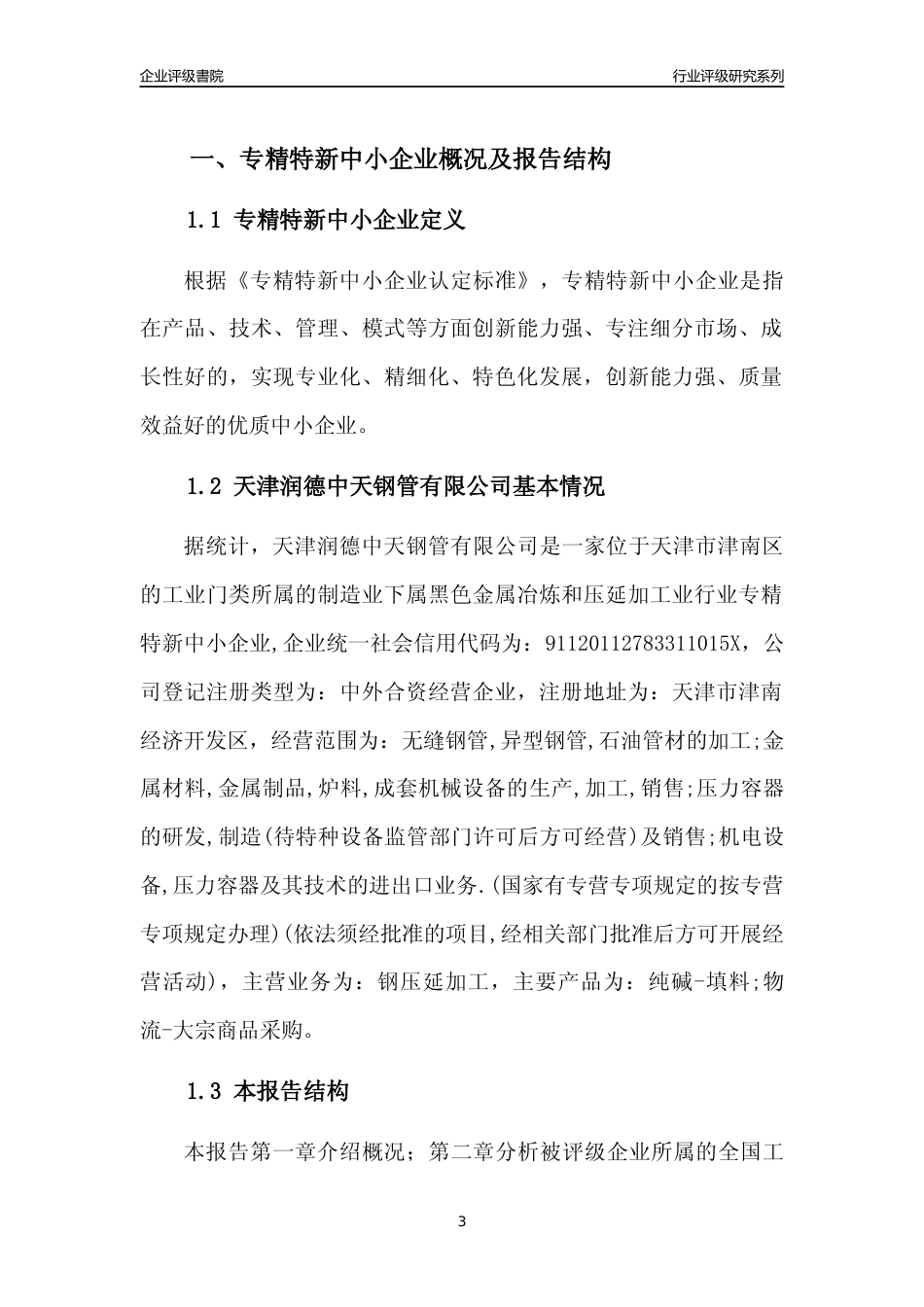 [专精特新]天津润德中天钢管有限公司行业竞争力评级分析报告(2023版)_第3页