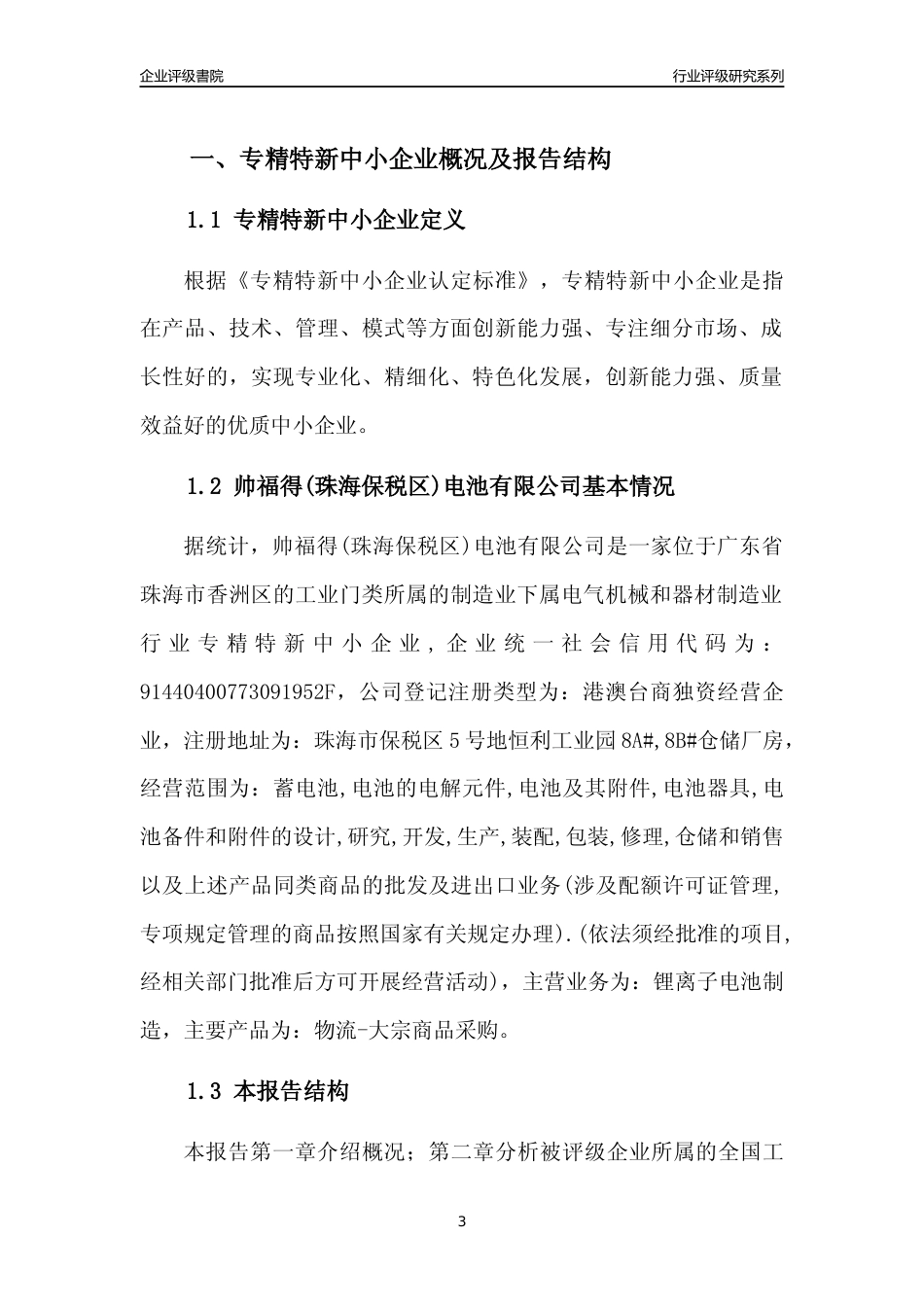 [专精特新]帅福得(珠海保税区)电池有限公司行业竞争力评级分析报告(2023版)_第3页