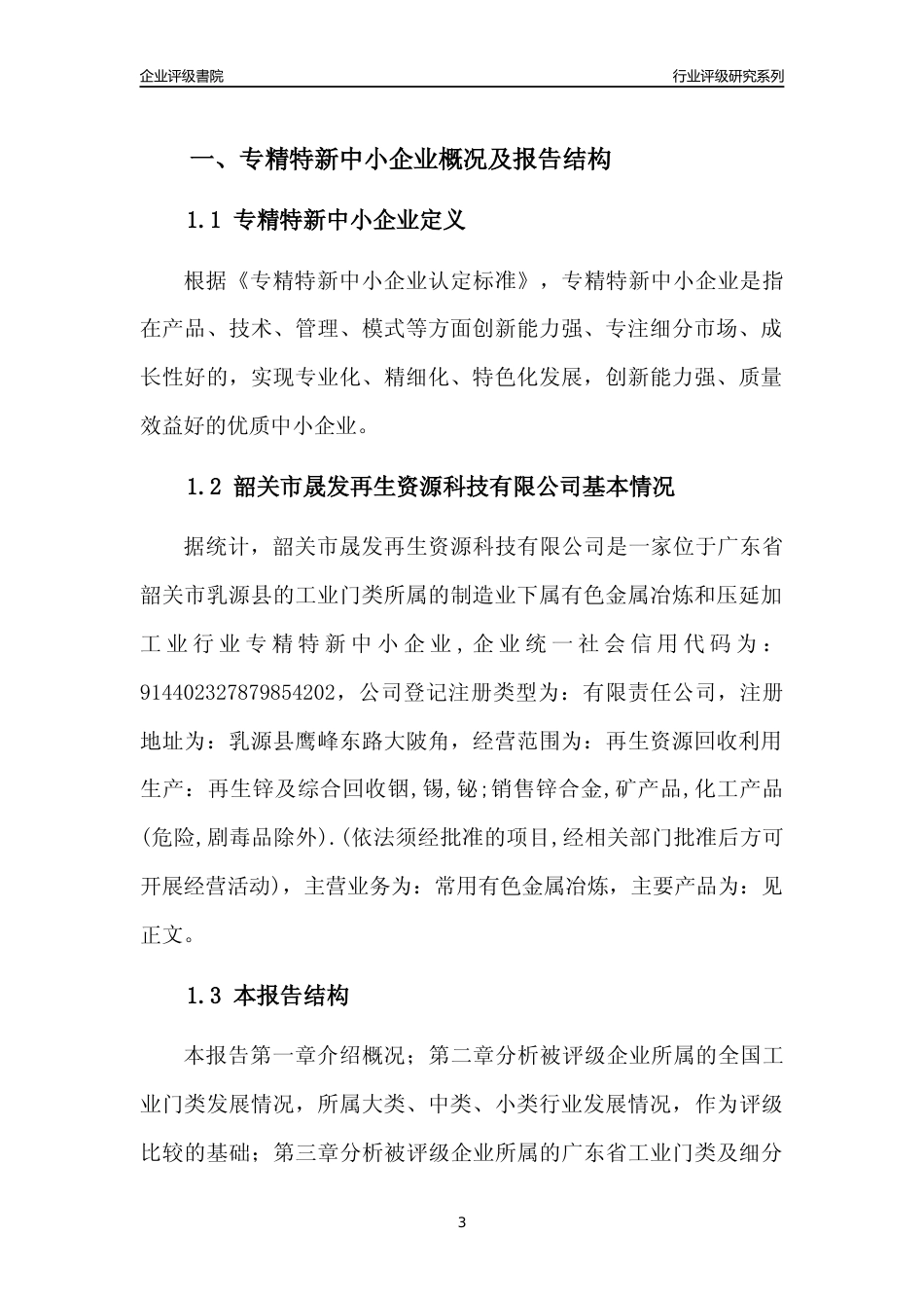 [专精特新]韶关市晟发再生资源科技有限公司行业竞争力评级分析报告(2023版)_第3页