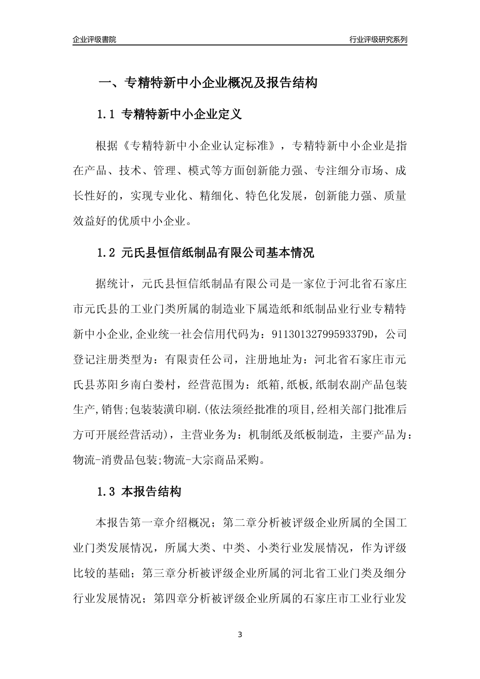 [专精特新]元氏县恒信纸制品有限公司行业竞争力评级分析报告(2023版)_第3页