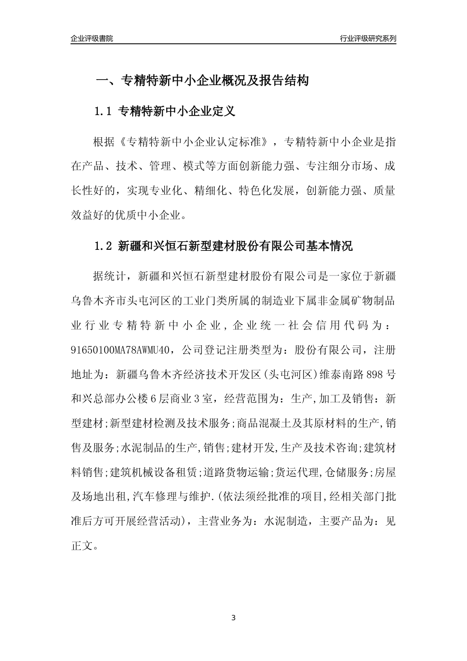 [专精特新]新疆和兴恒石新型建材股份有限公司行业竞争力评级分析报告(2023版)_第3页