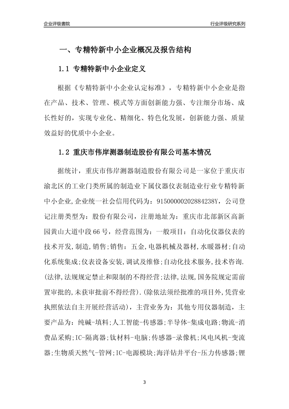 [专精特新]重庆市伟岸测器制造股份有限公司行业竞争力评级分析报告(2023版)_第3页