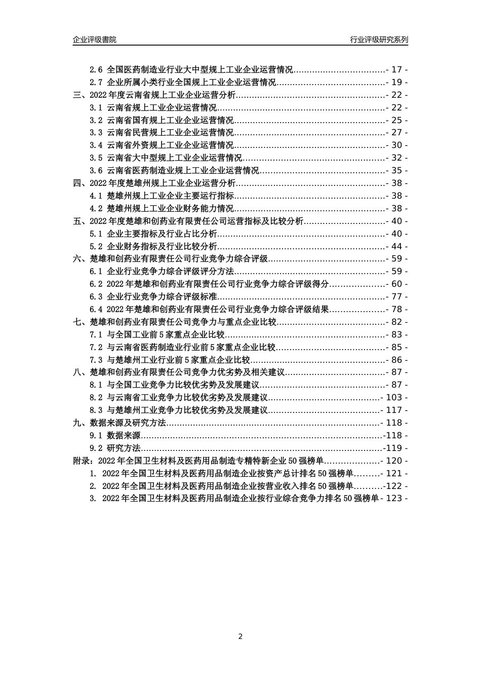 [专精特新]楚雄和创药业有限责任公司行业竞争力评级分析报告(2023版)_第2页