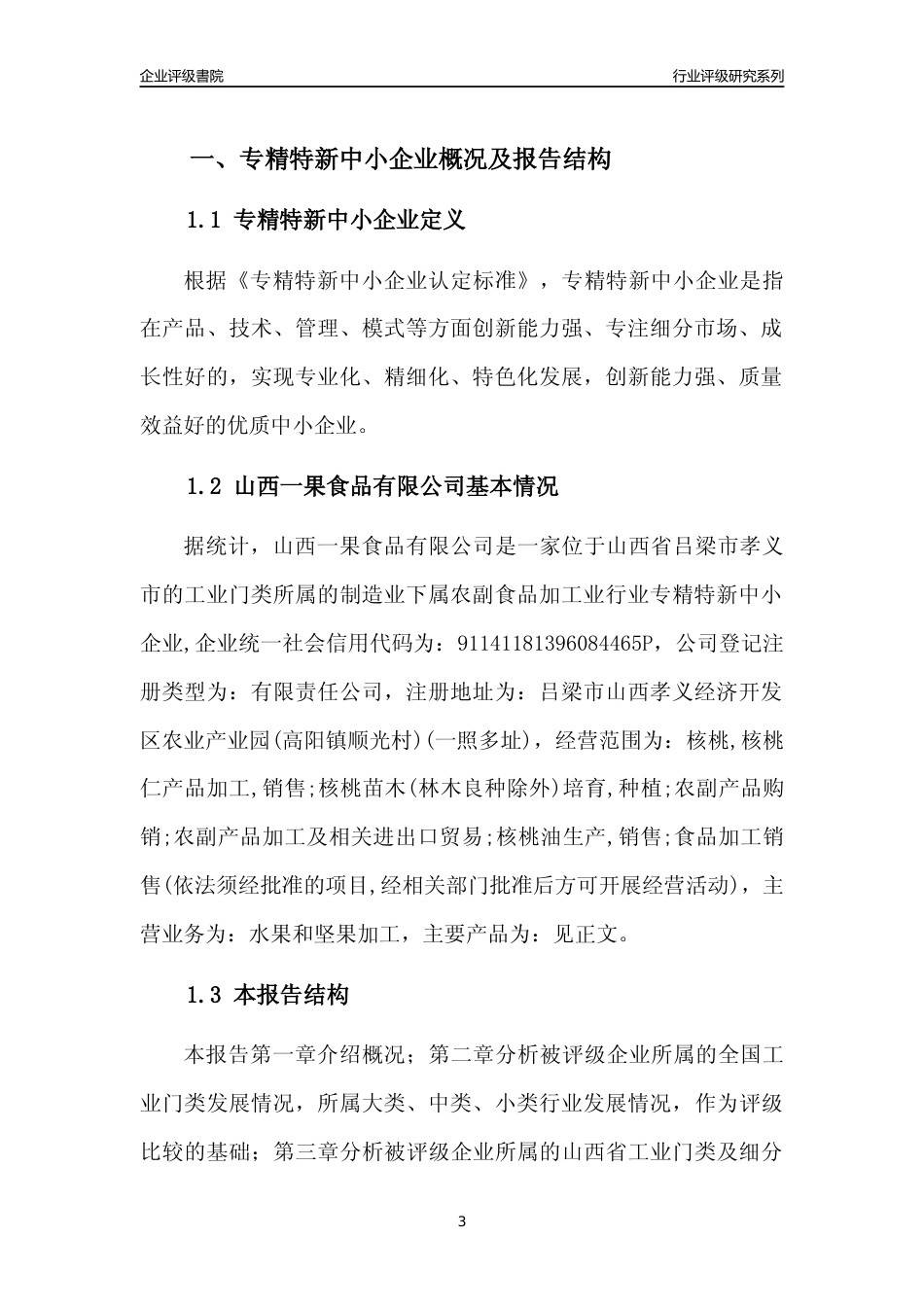 [专精特新]山西一果食品有限公司行业竞争力评级分析报告(2023版)_第3页