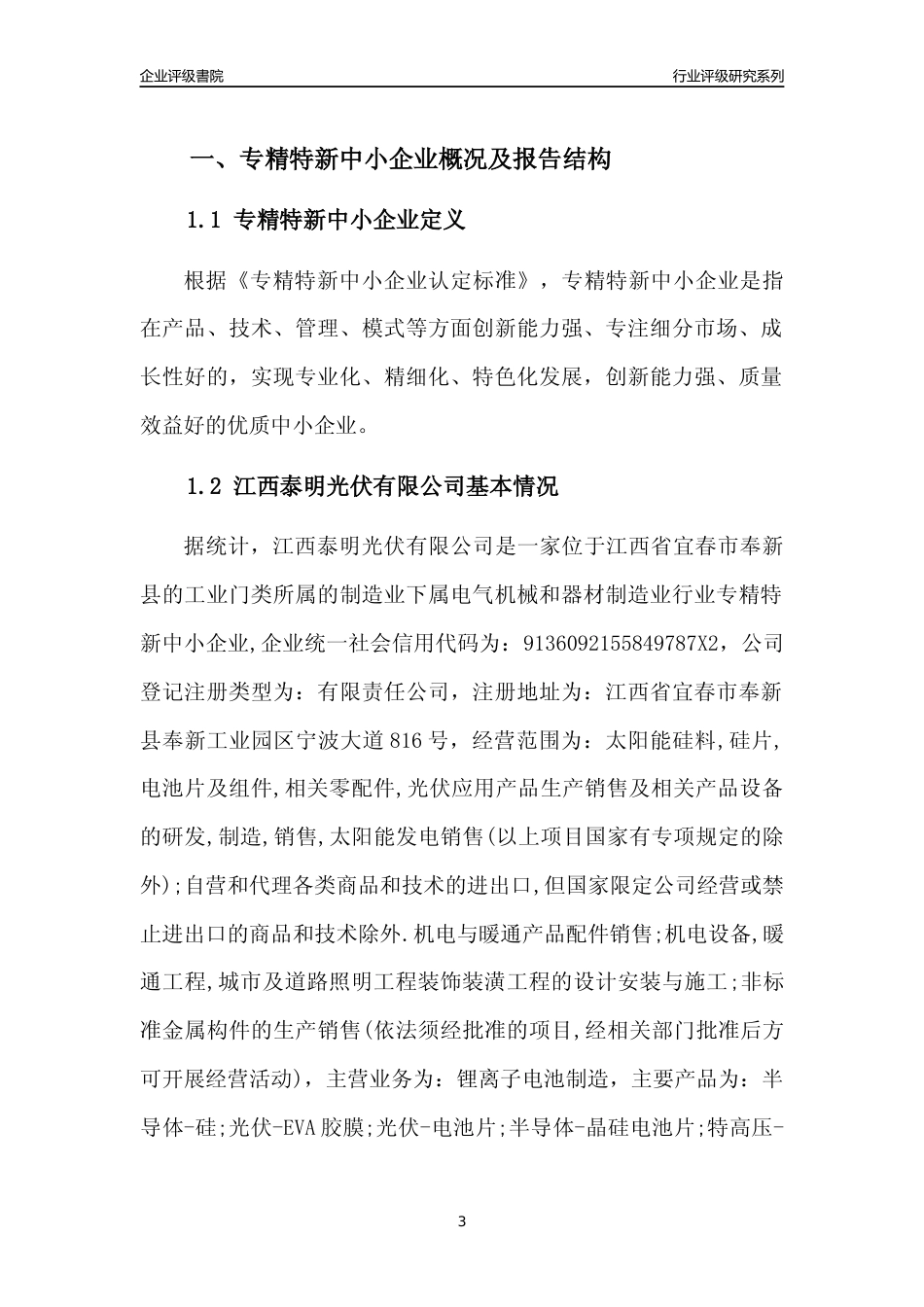 [专精特新]江西泰明光伏有限公司行业竞争力评级分析报告(2023版)_第3页