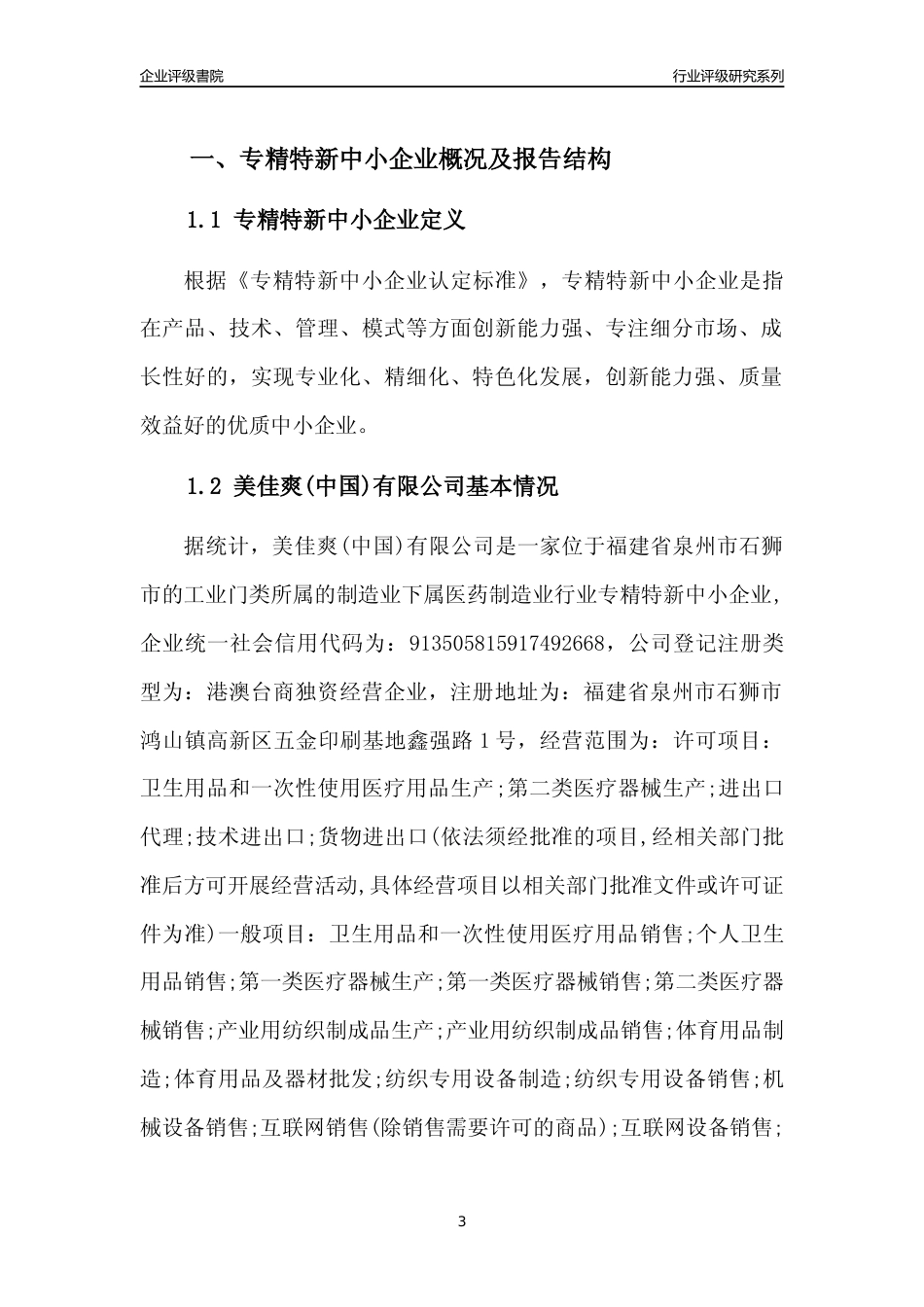 [专精特新]美佳爽(中国)有限公司行业竞争力评级分析报告(2023版)_第3页